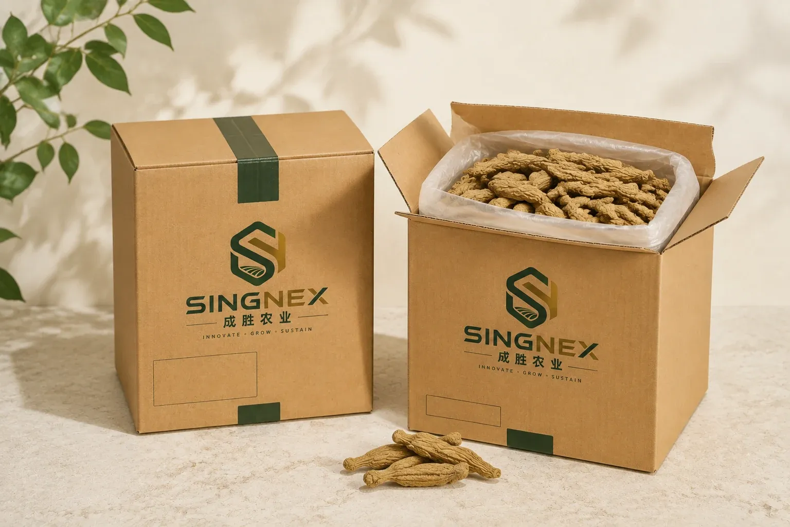 SINGNEX 带内袋的百部纸箱包装示意图