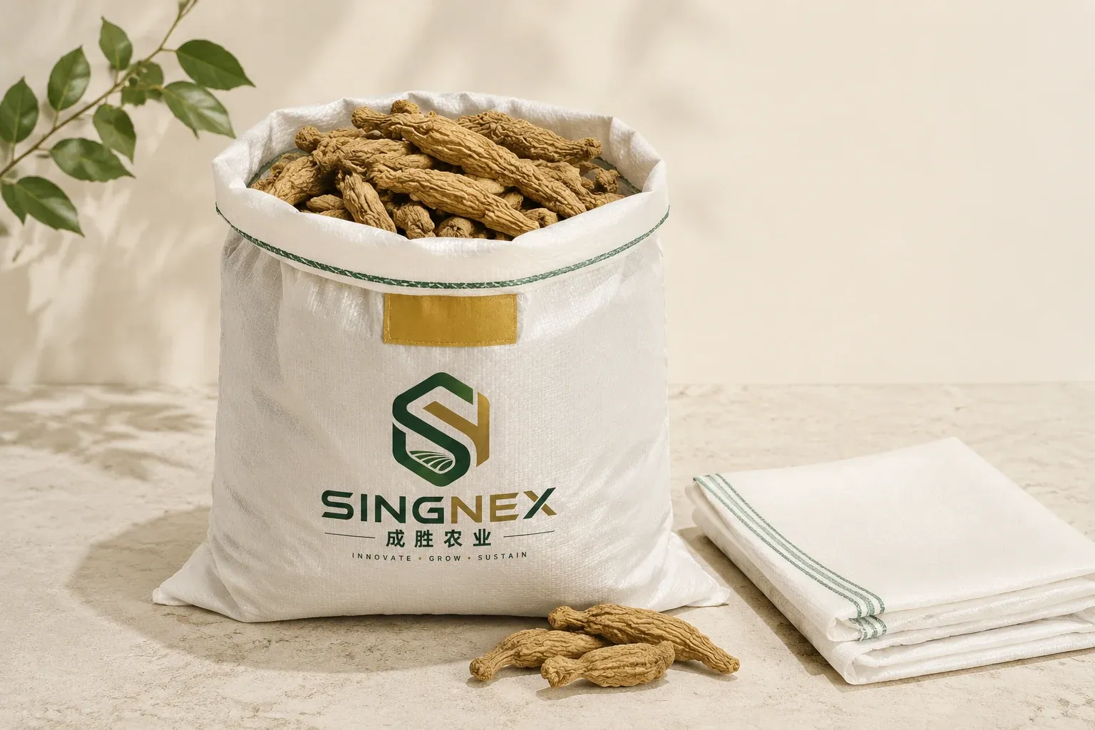 SINGNEX 干制百部编织袋包装示意图